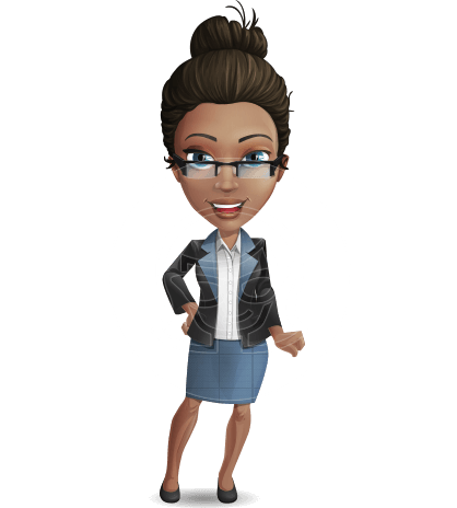 Young Female African-American Teacher Cartoon Character