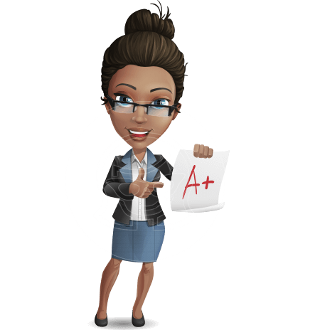 Young Female African-American Teacher Cartoon Character