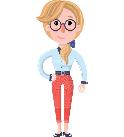 Flat Blonde Female Girl School Teacher Character