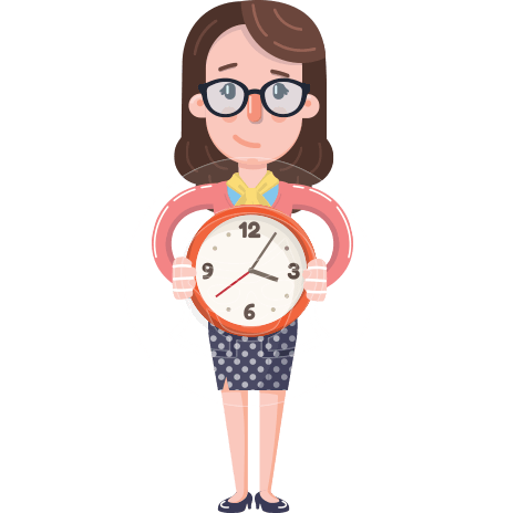 Flat Brunette Female Teacher Cartoon Character