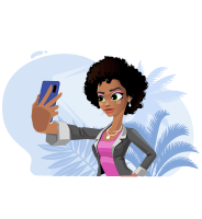 Modern African-American Girl Cartoon Character