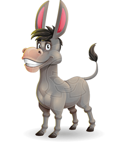 Funny Donkey Cartoon Character