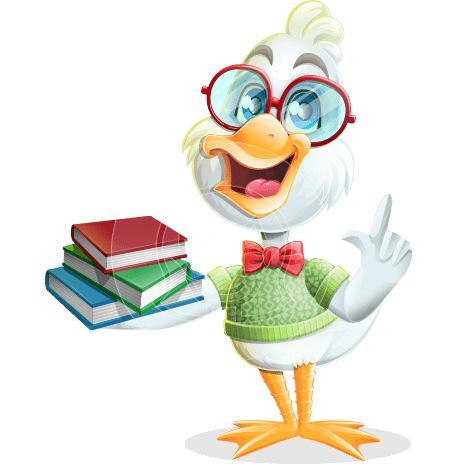 Smart White Duck Cartoon Vector Character