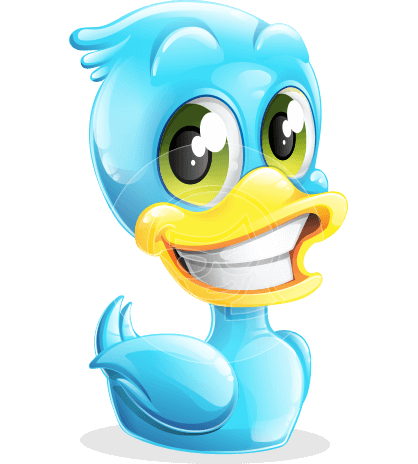 Blue Duck Cartoon Vector Character