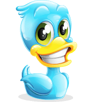 Blue Duck Cartoon Vector Character