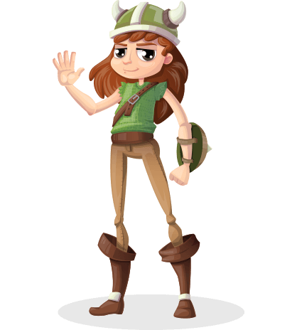 Female Viking Cartoon Character Set