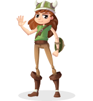 Female Viking Cartoon Character Set