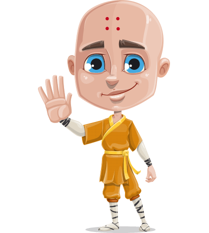Monk Boy Cartoon Character Set
