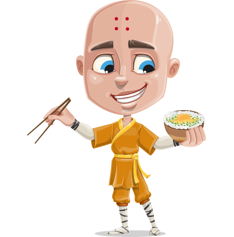 Monk Boy Cartoon Character Set