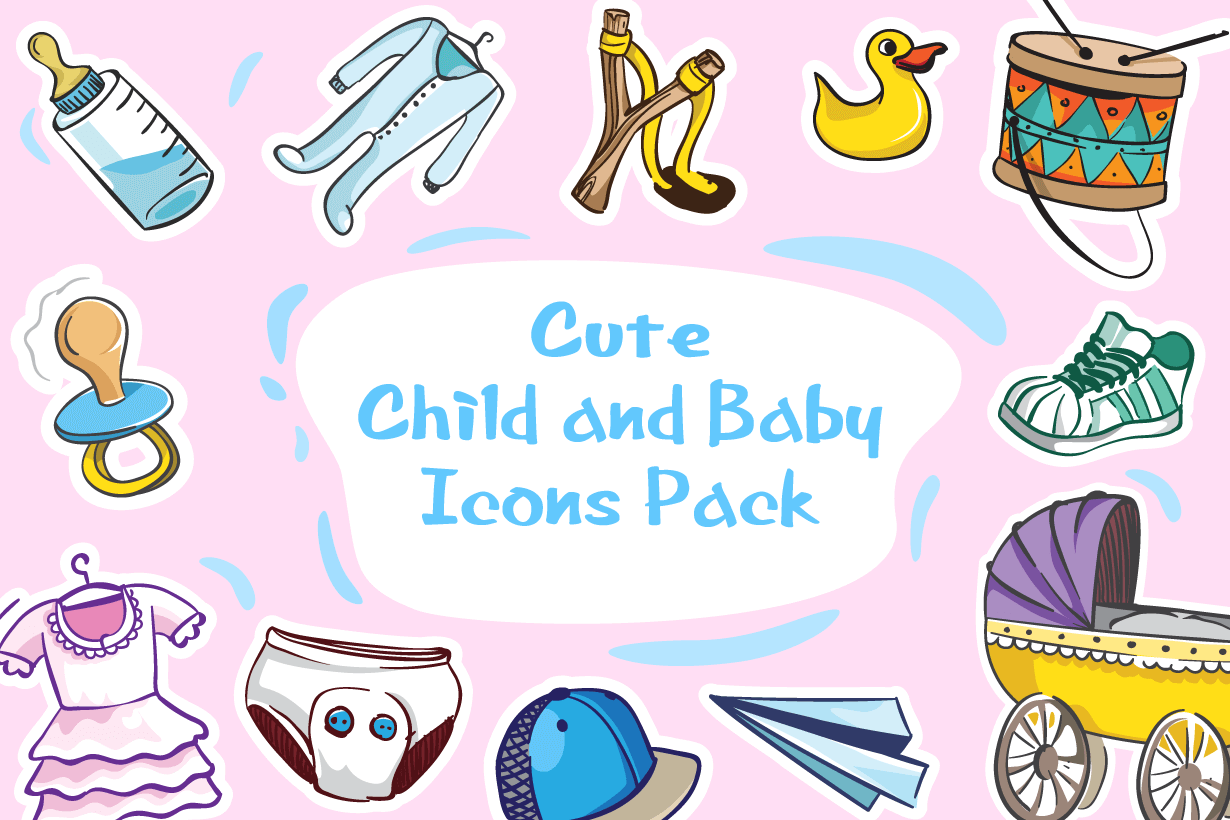 Cute Child and Baby Icons Pack GraphicMama