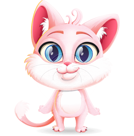 Pink Cat Cartoon Vector Character