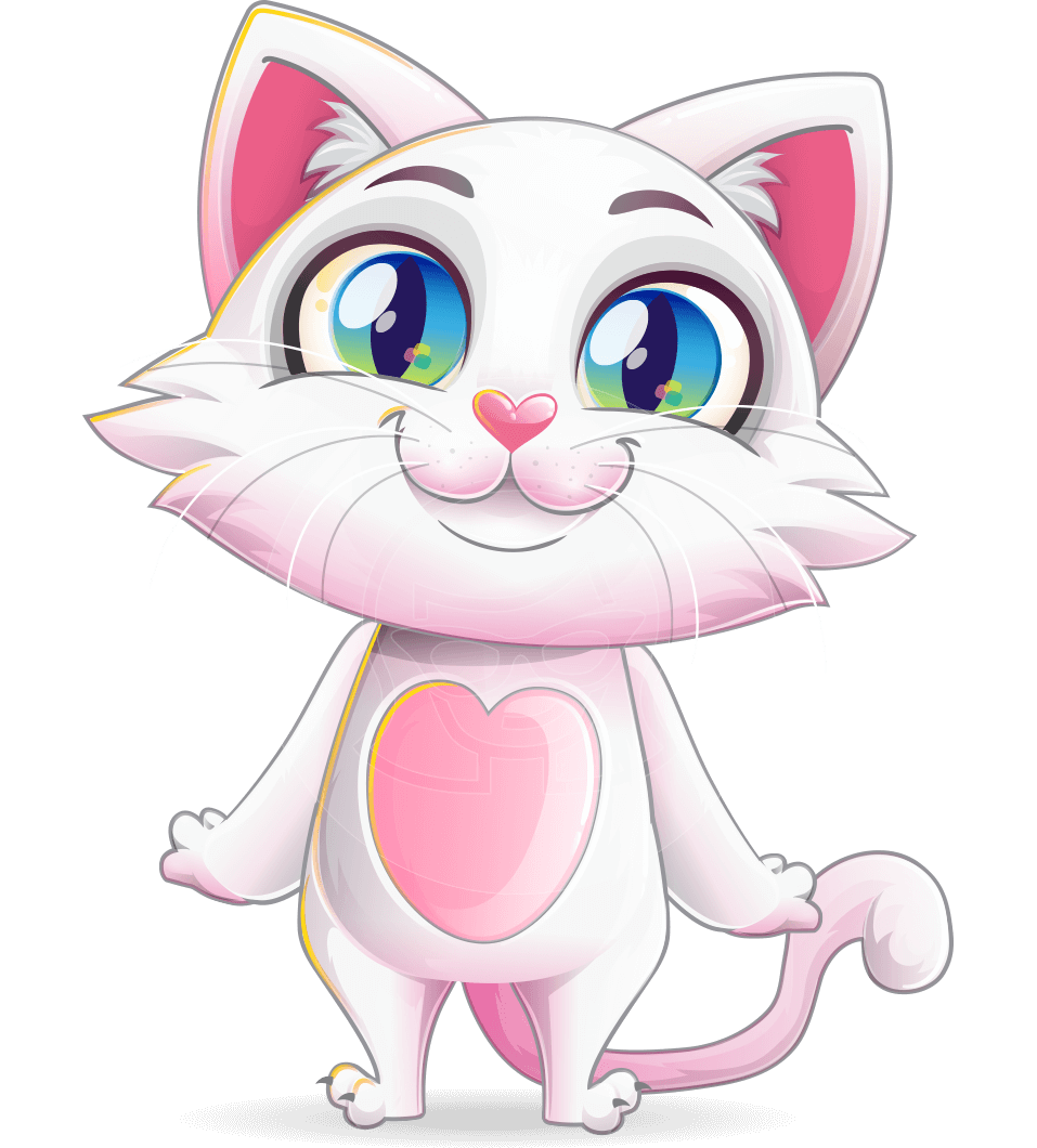 White Cat Cartoon Vector Character