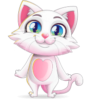 White Cat Cartoon Vector Character