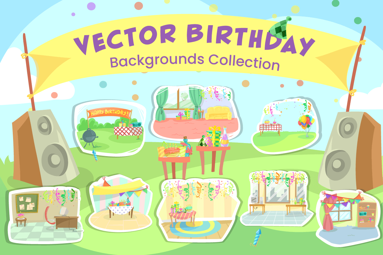 Vector Birthday Backgrounds Collection