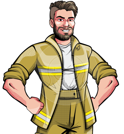Comics Style Firefighter Cartoon Character