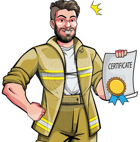 Comics Style Firefighter Cartoon Character