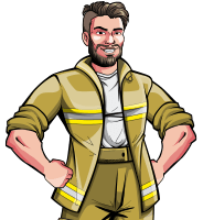 Comics Style Firefighter Cartoon Character