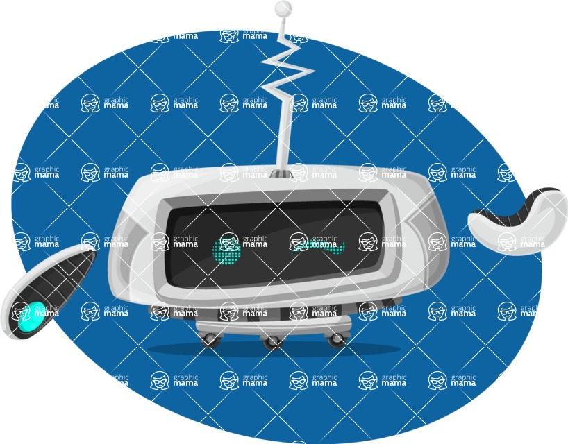 Cartoon Robot Clipart Bundle - Cartoon Short Vacuum Cleaner Robot