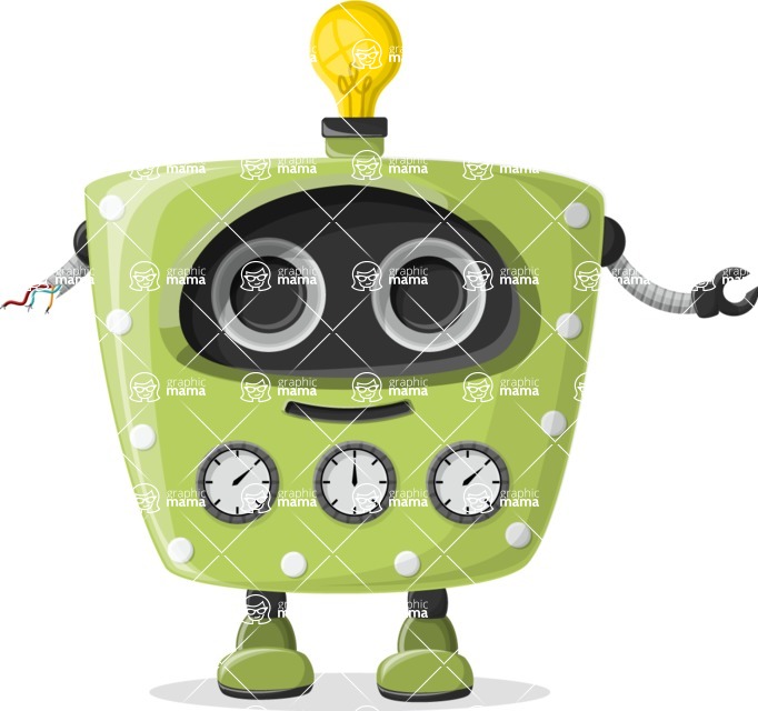 Cartoon Robot Clipart Bundle - Green Square Robot Cartoon