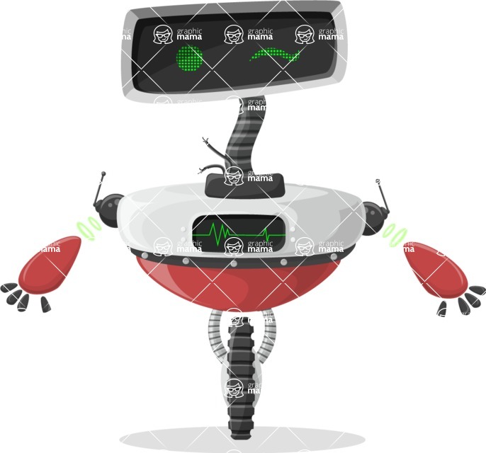 Cartoon Robot Clipart Bundle - Fast Cartoon Robot with Display