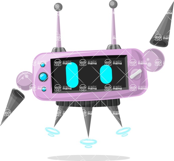 Cartoon Robot Clipart Bundle - Funny Pink Robot Cartoon