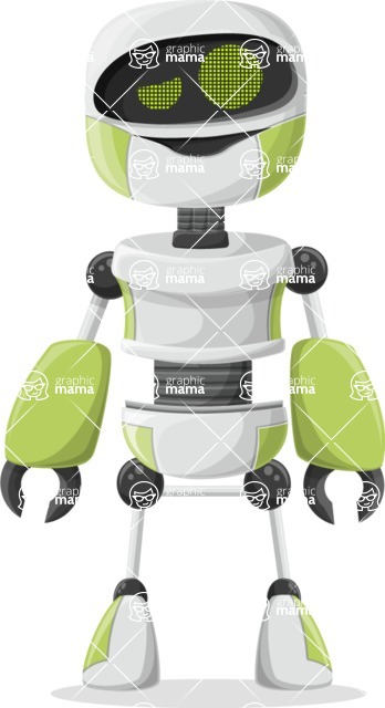 Cartoon Robot Clipart Bundle - Cool Green Robot Cartoon
