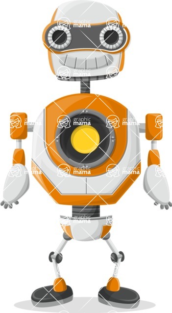 Cartoon Robot Clipart Bundle - Funny Orange Robot Cartoon