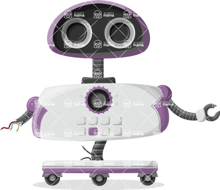 Cartoon Robot Clipart Bundle - Damaged Cartoon Purple Robot