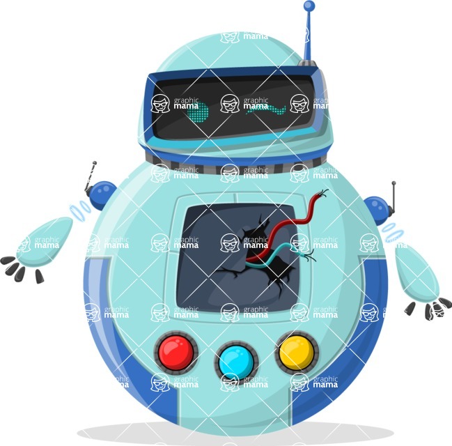 Cartoon Robot Clipart Bundle - Circle Ball Blue Robot Cartoon