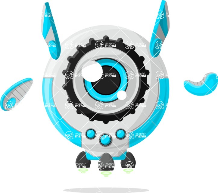 Cartoon Robot Clipart Bundle - Circle One-Eye Robot Cartoon