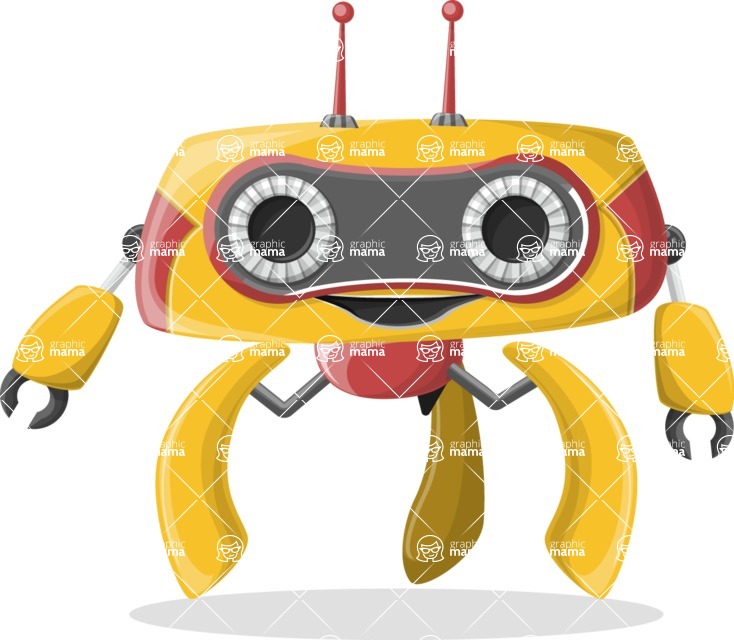 Cartoon Robot Clipart Bundle - Little Yellow Robot Cartoon