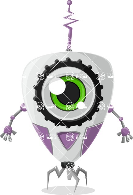 Cartoon Robot Clipart Bundle - Funny Cartoon Robot with One Big Eye