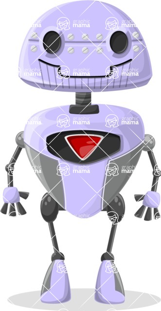 Cartoon Robot Clipart Bundle - Purple Robot with Hands Cartoon