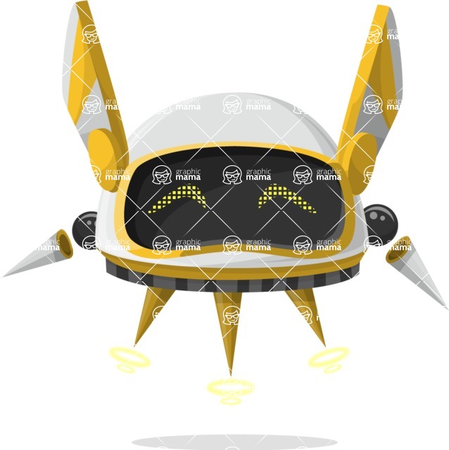 Cartoon Robot Clipart Bundle - Little Flying Robot Cartoon