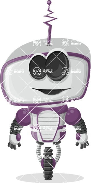 Cartoon Robot Clipart Bundle - One Wheel Chibi Robot Cartoon