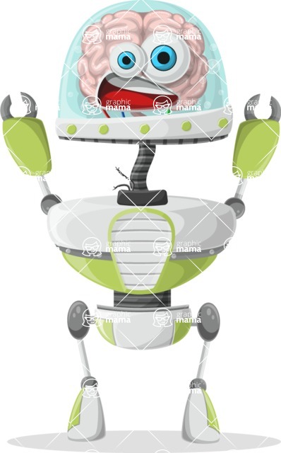 Cartoon Robot Clipart Bundle - Scared Robot Yelling Cartoon