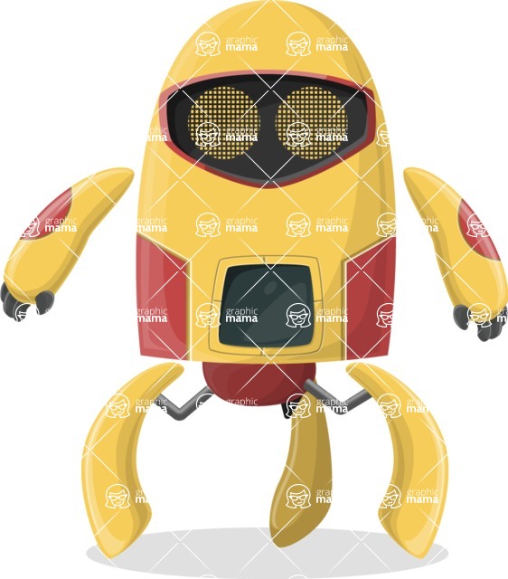 Cartoon Robot Clipart Bundle - Strong Yellow and Red Robot Cartoon