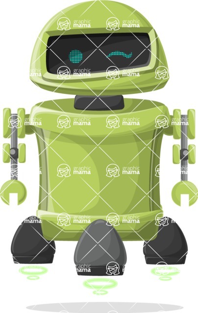 Cartoon Robot Clipart Bundle - Funny Green Robot Cartoon