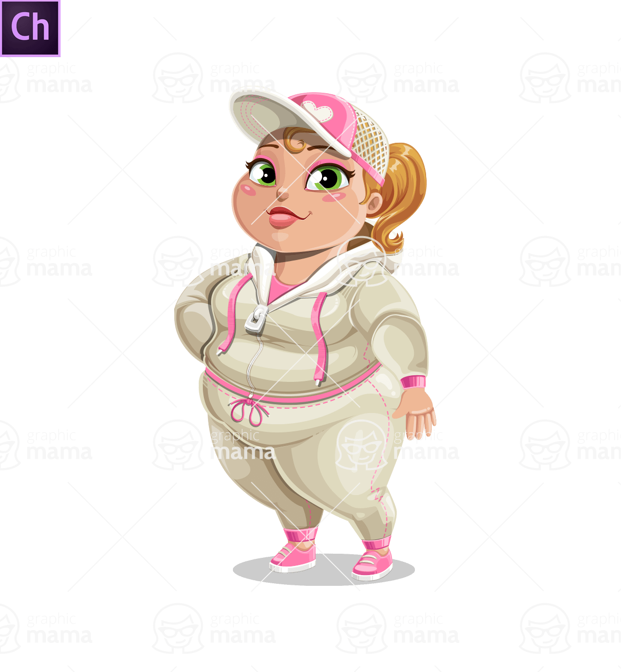 Overweight Girl Sporty Character Animator Puppet