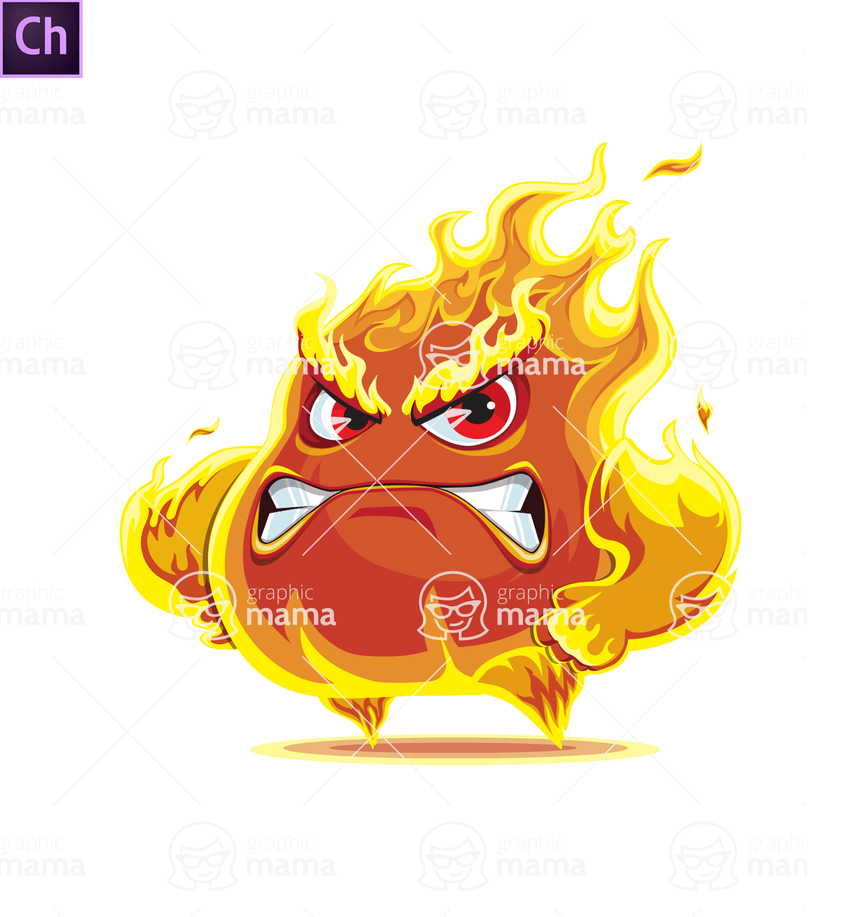 Cartoon Red Fire Character Animator Puppet