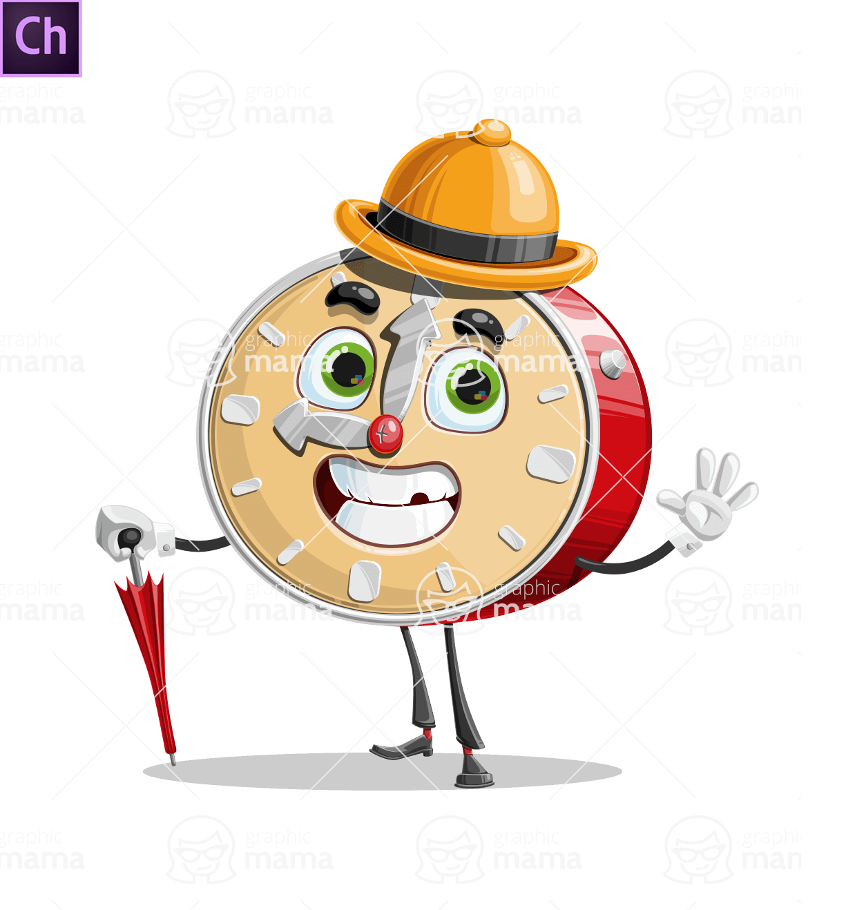 Vintage Clock Character Animator Puppet