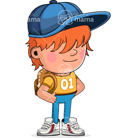 Funny Boy with Backpack Character Animator Puppet