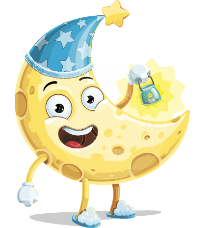 Moon Cartoon Character Set