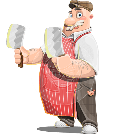 Funny Butcher Cartoon Character