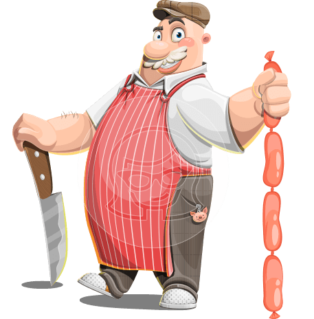 Funny Butcher Cartoon Character