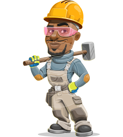 African-American Builder Cartoon Character