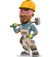 African-American Builder Cartoon Character