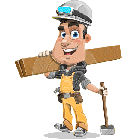 Cute Builder Cartoon Character