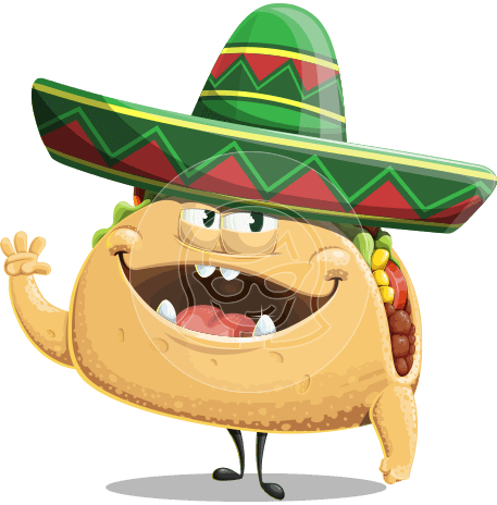 Mexican Taco Cartoon Character