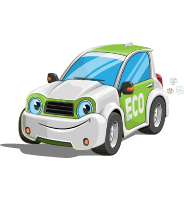 Electric Car Cartoon Character